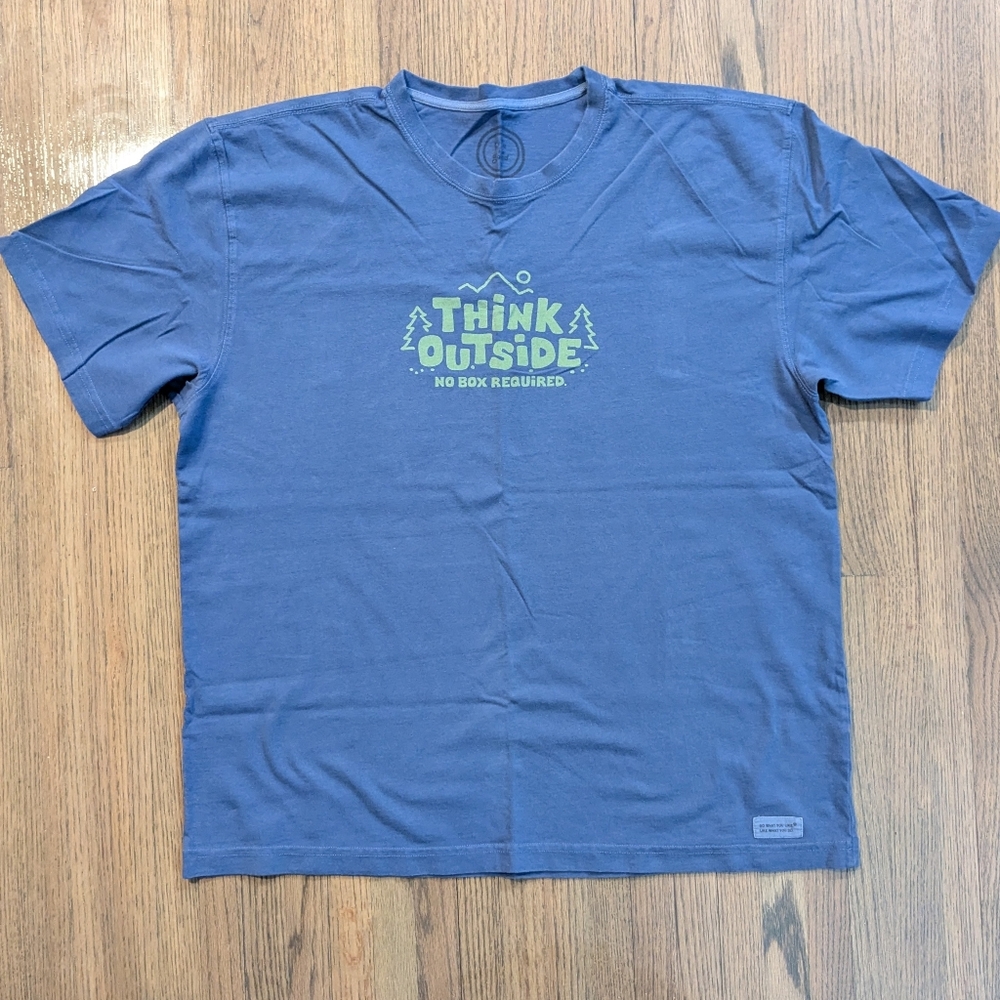 Life Is Good T-shirt, Short Sleeve, Blue With Green Graphic, XL